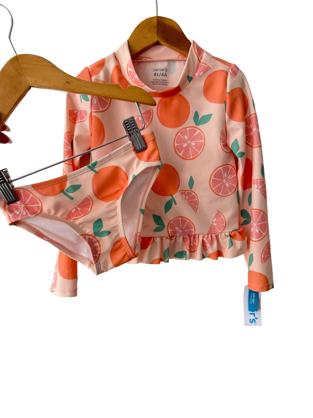 Carter's Orange Print Long-Sleeve Rash Guard Set - NWT